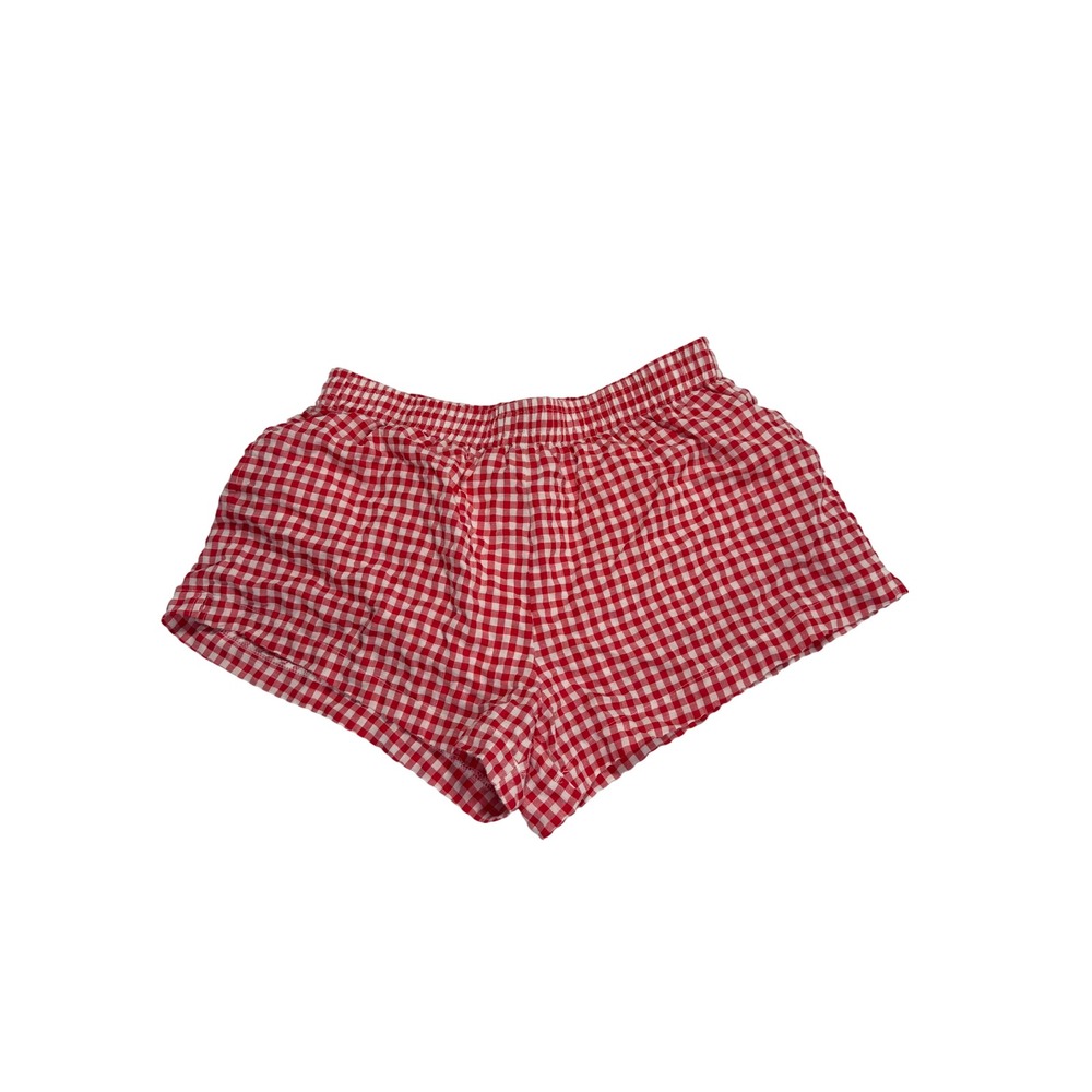 Princess Polly Red White Gingham Checkered Elastic Waist Shorts US 8